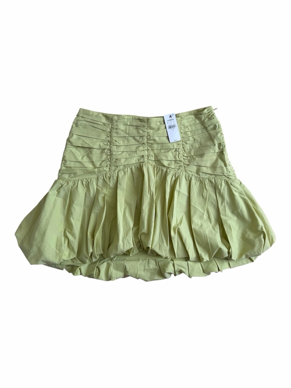 Express Light Green Bubble Hem Mini Skirt